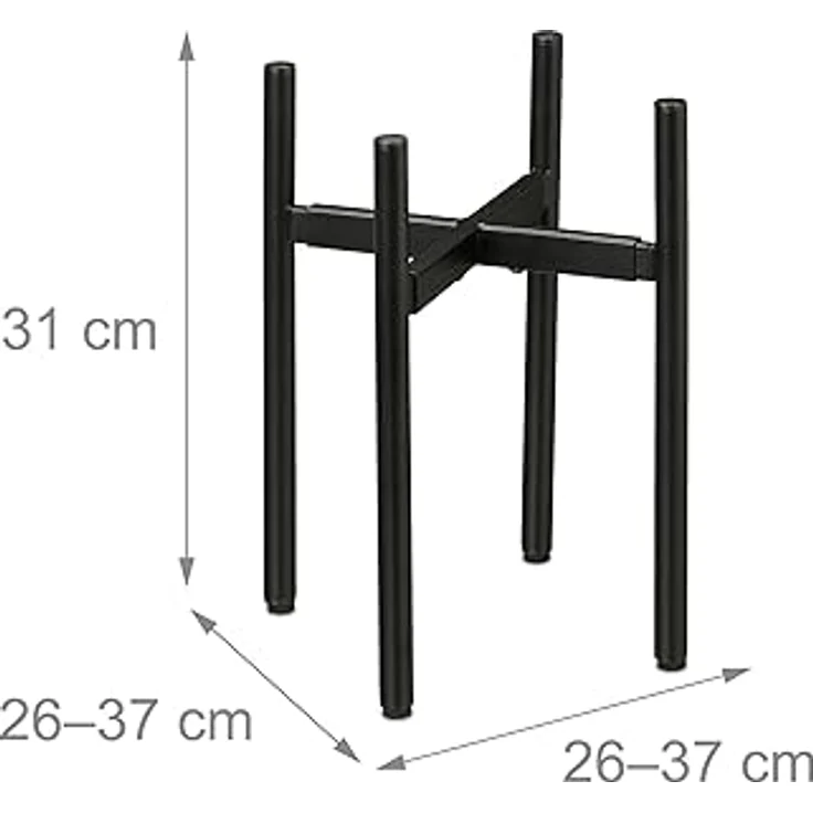 relaxdays Blumenständer Verstellbarer Pflanzenständer 2er Set, Schwarz - Stufenlos verstellbare Breite, robustes Eisen, passend für runde und eckige Blumentöpfe – Bild 5