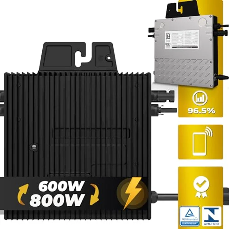 SUNNIVA 1000W Balkonkraftwerk BIFAZIAL FULLBLACK, Glas-Glas Solarmodule, 800W Wechselrichter, inkl. 5m Kabel und WIFI, Komplettset – Bild 3