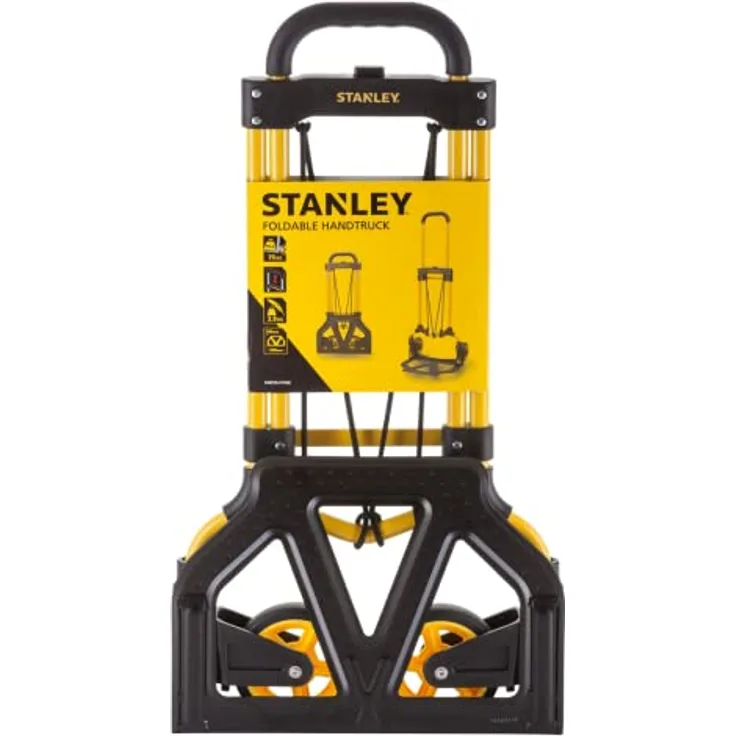 Stanley Klappbarer Stahlwagen SXWT-FT580-SP, Sackkarre bis 70 kg, Schwarz/Gelb, faltbar, mit Softgripgriffen