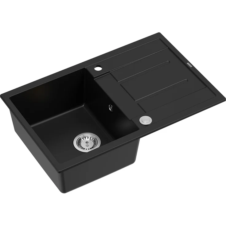 QUADRON Morgan 111, 1-Becken Granitspüle in Pure Carbon, 78 x 50 x 22 cm mit Siphon