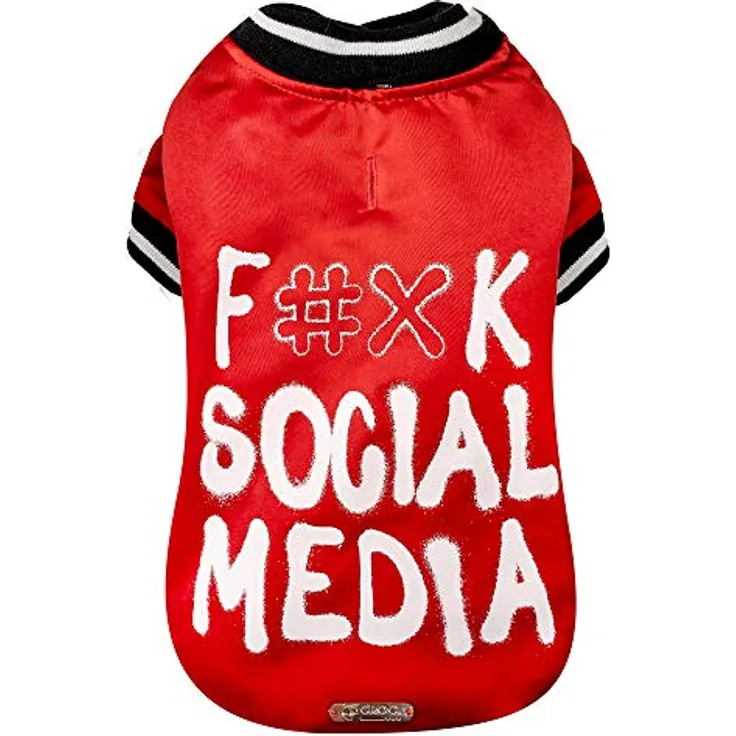 Croci Kreuzweste gepolstert Social Media 40 cm - 25 g, Hundeweste wasserdicht mit verstellbarem Klettverschluss, warm gefüttert (Schwarz)