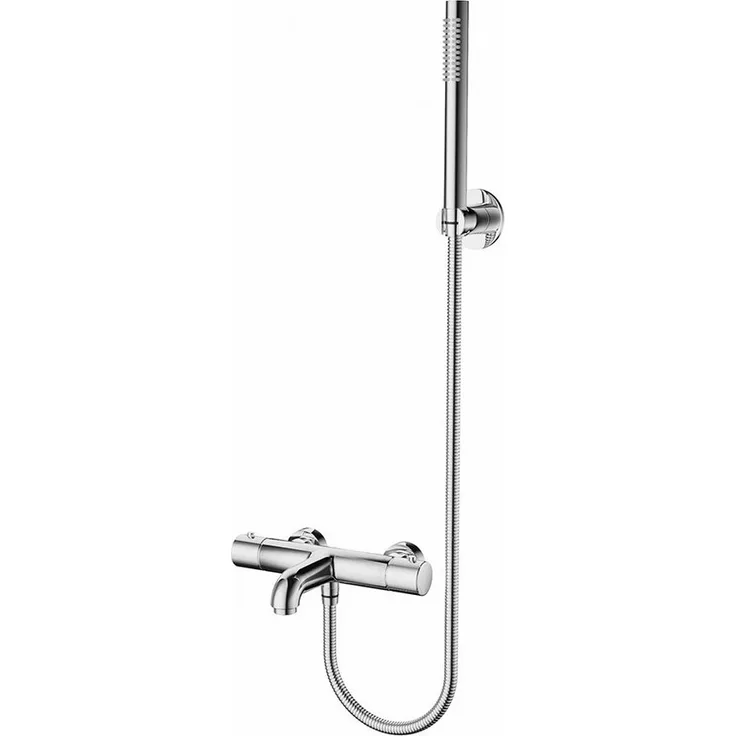 Aloni Duscharmatur CR6004-7C, Wannenarmatur mit Thermostat und Handbrause, Chrom, 150 cm Brauseschlauch