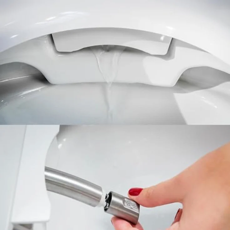 BERNSTEIN® DUSCH-WC Basic 1104 in Weiß - Spülrandloses Dusch-WC rund - Komplettanlage mit beweglichem Duschstrahl – Bild 4