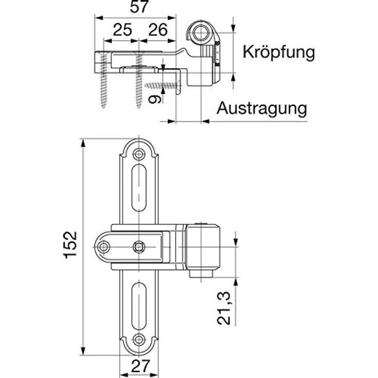 Maco RUSTICO Ladenkreuzband BLR gekröpft, Gr. 0, verstellbar, schwarz, mit Anschraublasche – Bild 2
