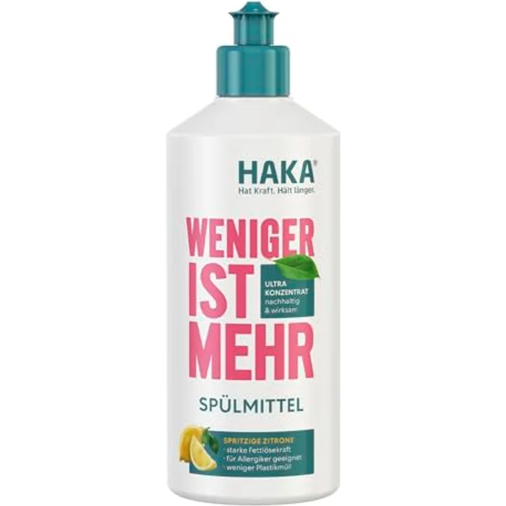 HAKA Spülmittel Zitrone, konzentrierte Fettlösekraft, pH-hautneutral, vegan, frisch duftend – Bild 1