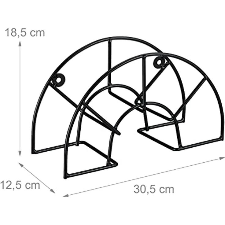 Relaxdays Schlauchhalter, für 45 m 5/8" Schlauch, Schlauchaufhängung Wand, Stahl, runder Gartenschlauchhalter, schwarz, 18.5 x 30.5 x 12.5 cm – Bild 4