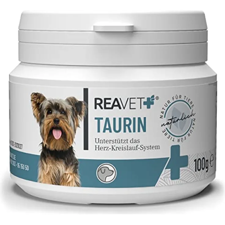 ReaVET Taurin für Hunde 100g – Unterstützung des Herz-Kreislauf-Systems, Taurin Pulver 100% rein, Aminosäuren unterstützen Abwehrkräfte & Zellstoffwechsel