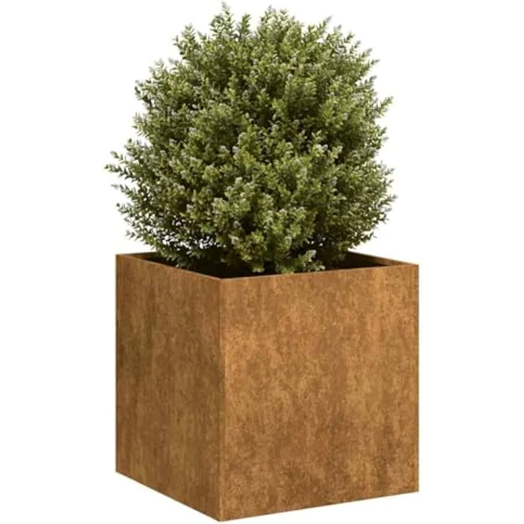 vidaXL Pflanzkübel Rostig 40x40x40 cm Wetterfester Stahl, Garten-Garten-Pflanzkübel, Outdoor-Pflanzgefäß, Hochbeet, Braun – Bild 2
