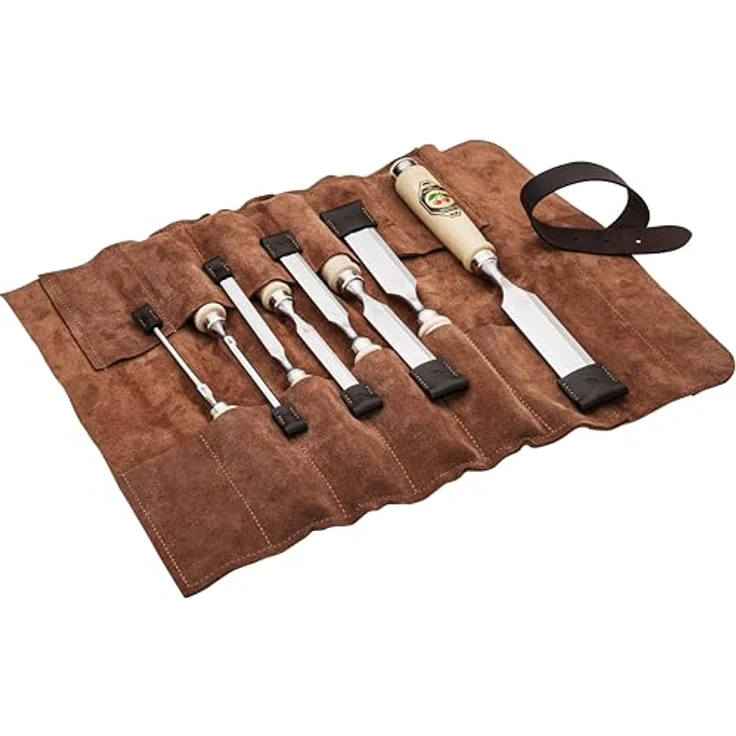 KIRSCHEN Stechbeitelsatz – 8-teiliges Stechbeitel Set mit Veloursleder-Tasche, hochkohlenstoffhaltiger Werkzeugstahl, 25° Anschliffwinkel – Bild 2