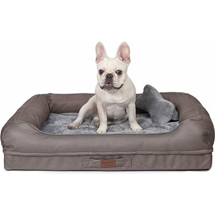 RAIKOU Hundematratze Hundebett mit Abnehmbarem Kissen, waschbar, gepolstert, grau - Preisvergleich – Bild 4