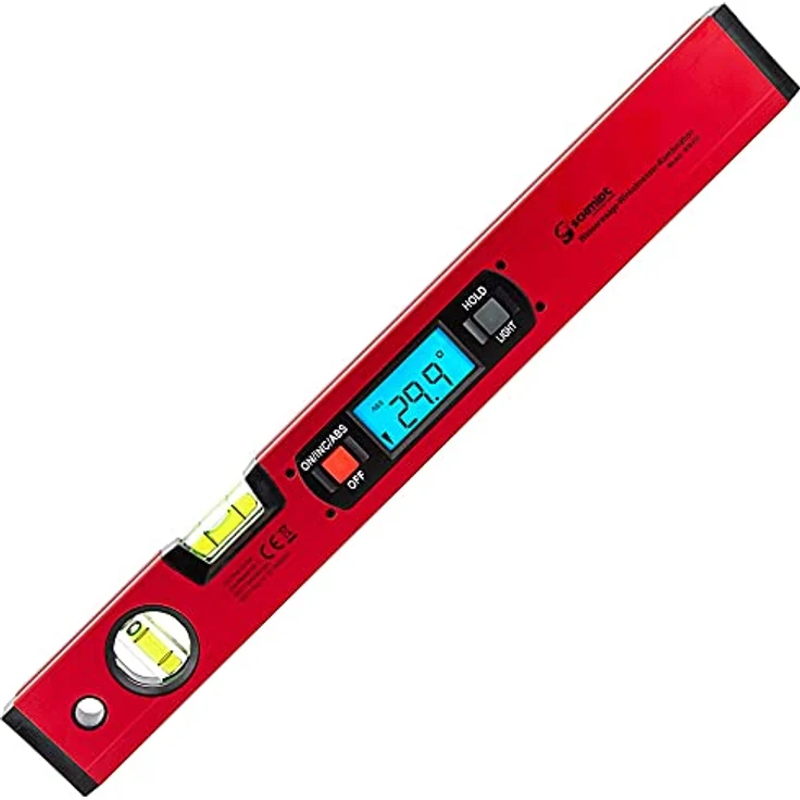 SCHMIDT security tools WW400 Digitale Wasserwaage Winkelmesser, Aluminium mit Kunststoff-Endkappen, Rot – Bild 2