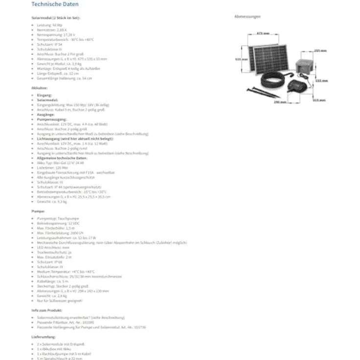 Esotec Solar Bachlaufset WATERFALL 100/2600, Komplettset mit 50 Wp Solarmodulen und Akkuspeicher, Tauchpumpe 2600 l/h – Bild 10