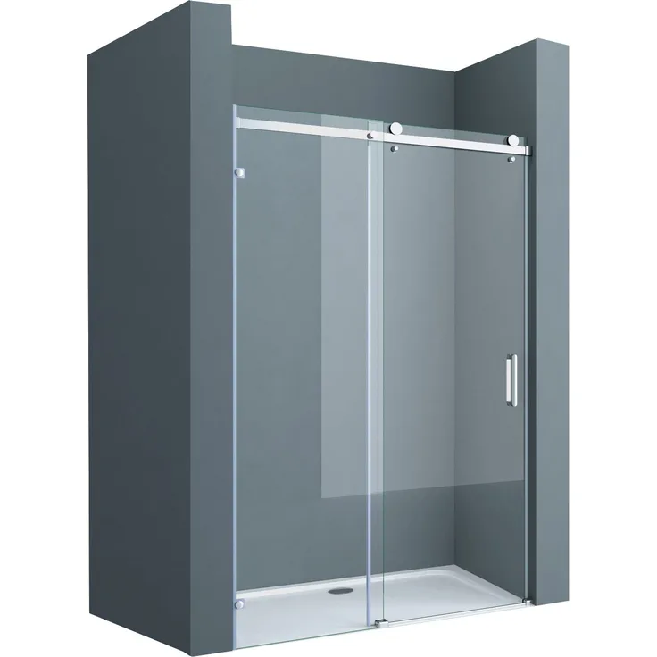 doporro Dusch-Schiebetür Duschtür Nischentür dusche Duschabtrennung Duschkabine Teramo4-2, 105x195 cm, Einscheibensicherheitsglas, Chrom-Finish