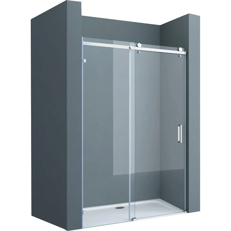 doporro Dusch-Schiebetür Duschtür Nischentür dusche Duschabtrennung Duschkabine Teramo4-2, 105x195 cm, Einscheibensicherheitsglas, Chrom-Finish – Bild 1