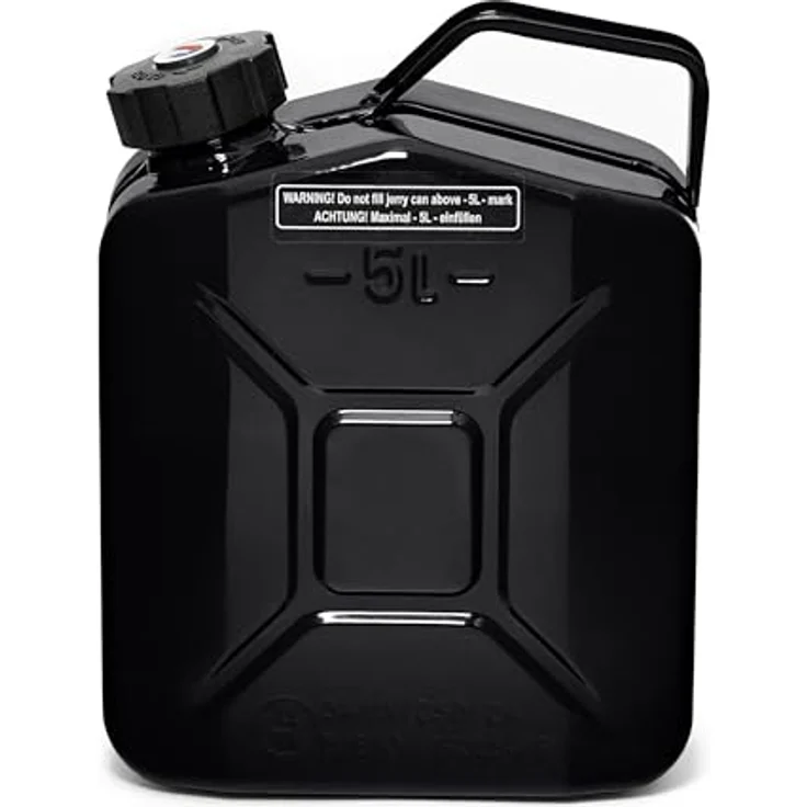 BW® Benzinkanister Metall 3x 5 Liter, Kraftstoffkanister Schwarz RAL 9005, TÜV-geprüft, UN-zugelassen, aus 0,8mm Stahl nach DIN 7274, Made in Europe – Bild 4