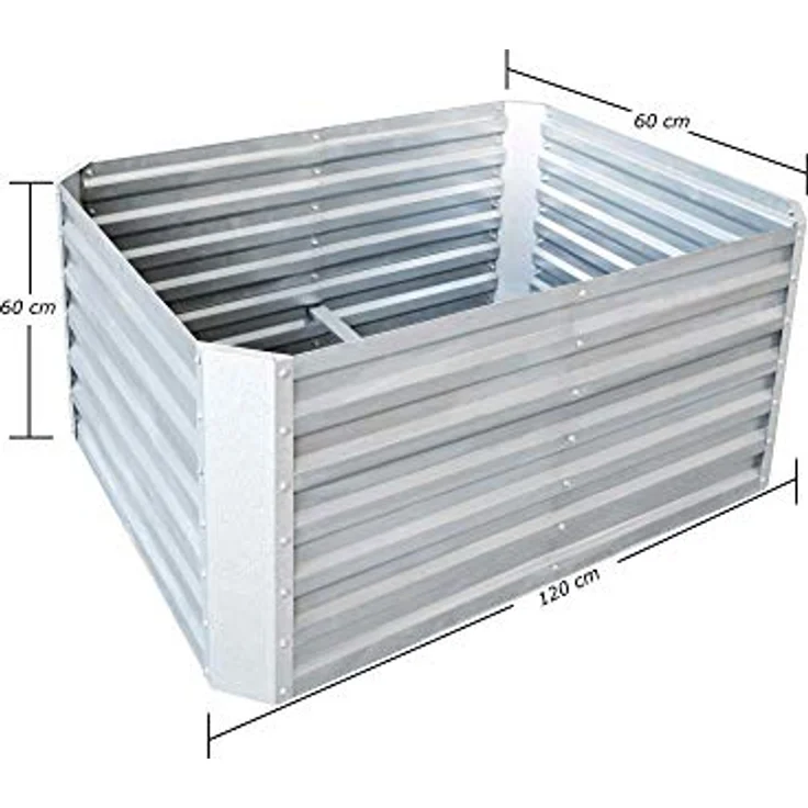 RS Trade® Florenz L Hochbeet L 120 cm x B 60 cm x H 60 cm Gemüsebeet Gartenbeet Kräuterbeet Anzuchtbeet Frühbeet Stahl-Wellblech Zink-Alu Metall witterungsbeständig – Bild 2