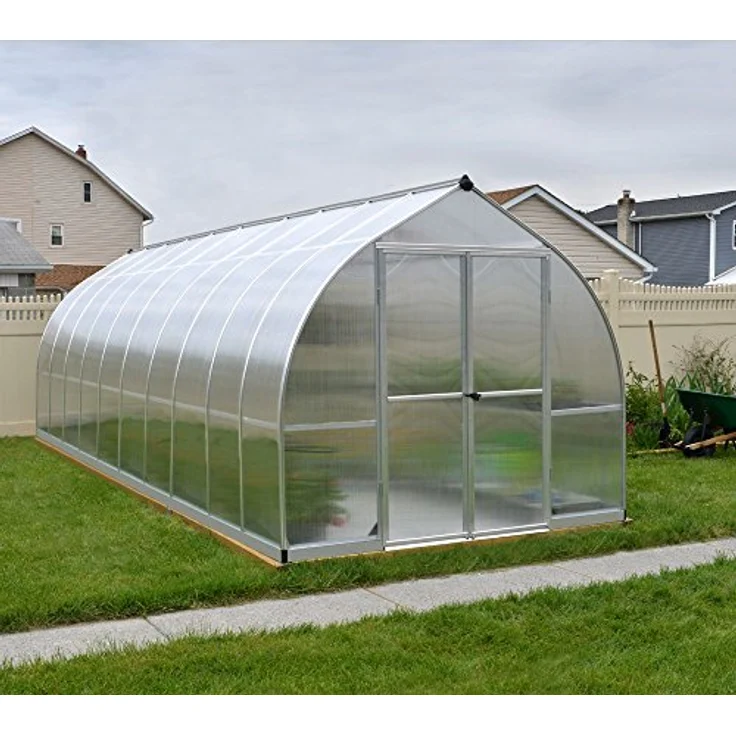Palram - Canopia Aluminiumgewächshaus Bella 820 SparSet Silber 601x244x219 cm, Zwiebelform, Aluminiumrahmen, Polycarbonat-Doppelstegplatten – Bild 7