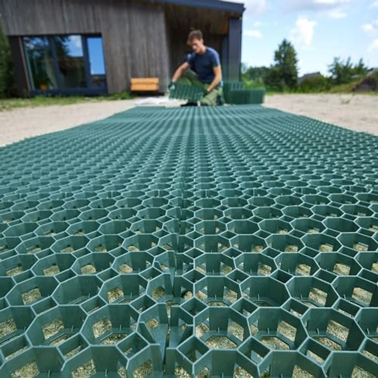 Rasengitter aus Kunststoff, grüne Wegeplatten, 50 x 50 cm Paddockplatten zur Bodenstabilisierung – Bild 5