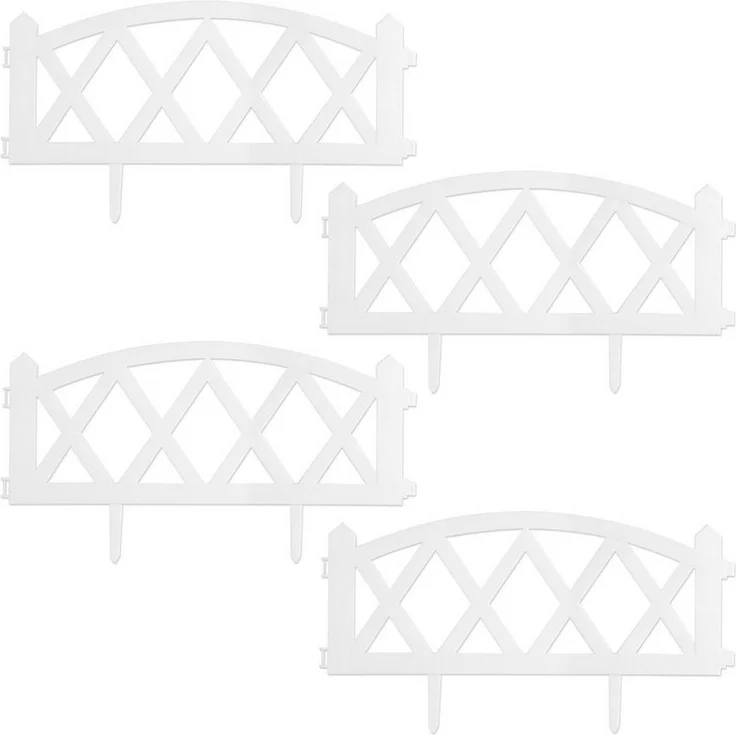 HTI-Living Beetbegrenzung Zierzaun Bogen oben 4-teilig Nessa, 4 Zaunelemente, Beeteinfassung Beetbegrenzung, Kunststoff, 240 cm, witterungsbeständig, braun – Bild 1