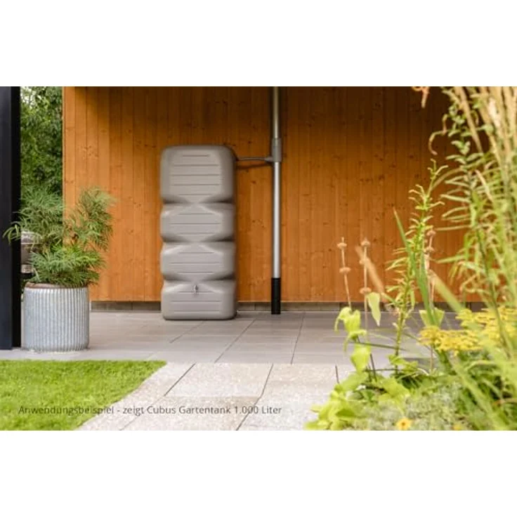 Garantia CUBUS Gartentank 700 Liter betongrau - Regentonne mit hoher Speicherkapazität und modernem Design – Bild 3