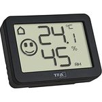 TFA Dostmann Mini Thermo-Hygrometer digital, 30.5055.01, Innentemperatur und Luftfeuchtigkeit, zur Raumklimaüberwachung, schwarz