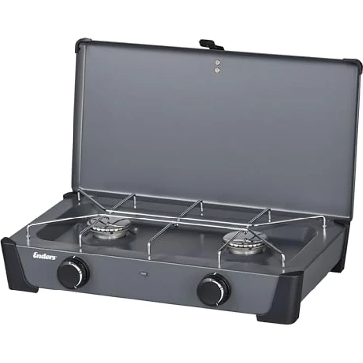 Enders® Bondy 2, Gasgrill mit 2 stufenlos regulierbaren Brennern, tragbar und leicht, verchromter Topfständer – Bild 1
