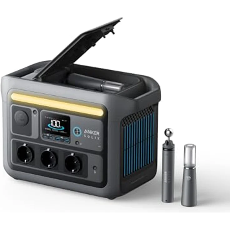 Anker SOLIX C800 Plus Tragbare Powerstation, 1200W (1600W Spitzenleistung) Solargenerator für Campingbeleuchtung, 768Wh LiFePO4 Akkus, inkl. Solarpanel optional – Bild 1