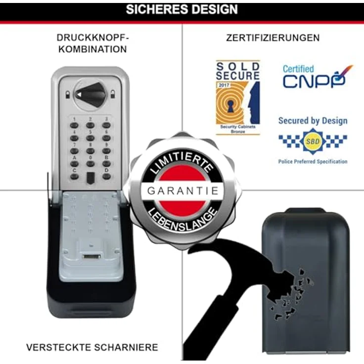 MASTER LOCK Zertifizierte Schlüsseltresor [Extra Large] [Wandmontage] [Wetterfest] - 5426EURD -Extra hohe Sicherheit Schlüsselsafe – Bild 4