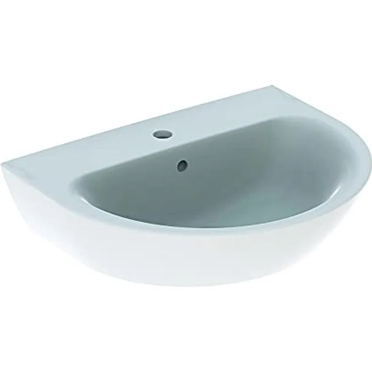 Geberit Renova Waschtisch, 1 Hahnloch, mit Überlauf, Breite: 60cm, Farbe: Weiß, mit KeraTect - 500.370.01.8