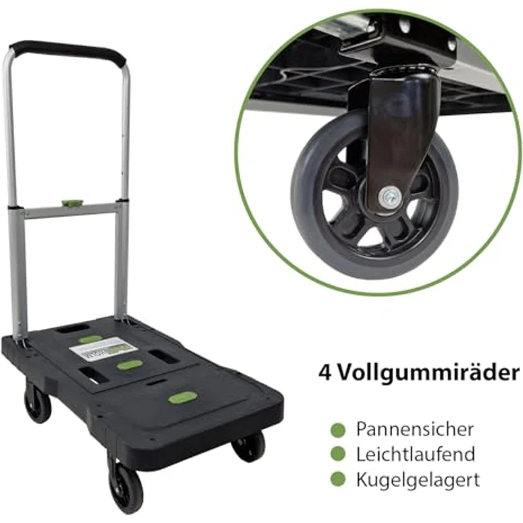 TRUTZHOLM Plattformwagen klappbar, Transportwagen mit 150 kg Tragkraft, höhenverstellbar, schwarz – Bild 6