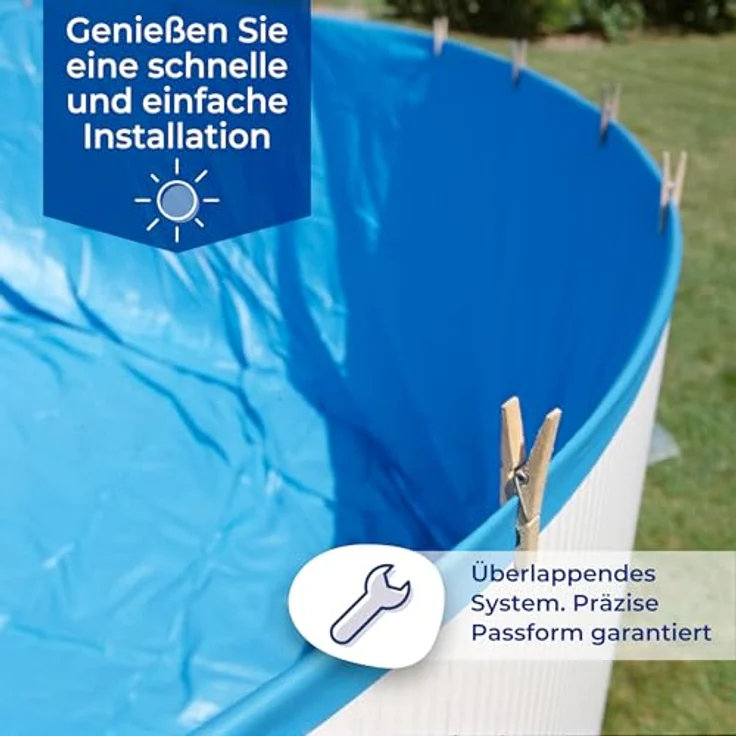 Gre Pools Runde Poolfolie, Ø4,60m x H: 1,20m, einfache Installation mit Überlappungssystem, UV-beständig, blau – Bild 5