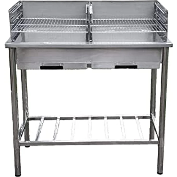 Grilltisch aus Edelstahl, Outdoorküche, Holzkohhlegrill mit zwei Grillflächen – Bild 1