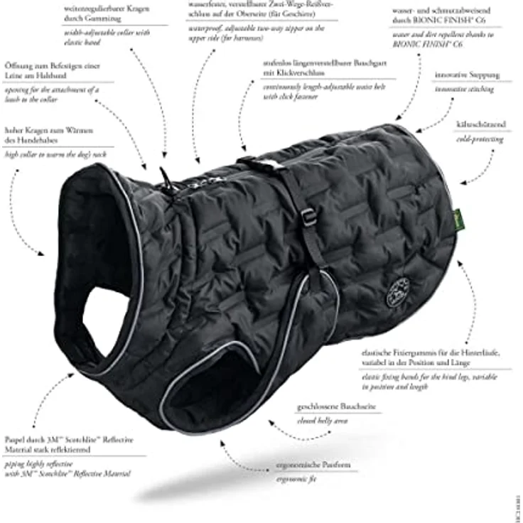 HUNTER Hundemantel Monaco 40, schwarz – Bild 2