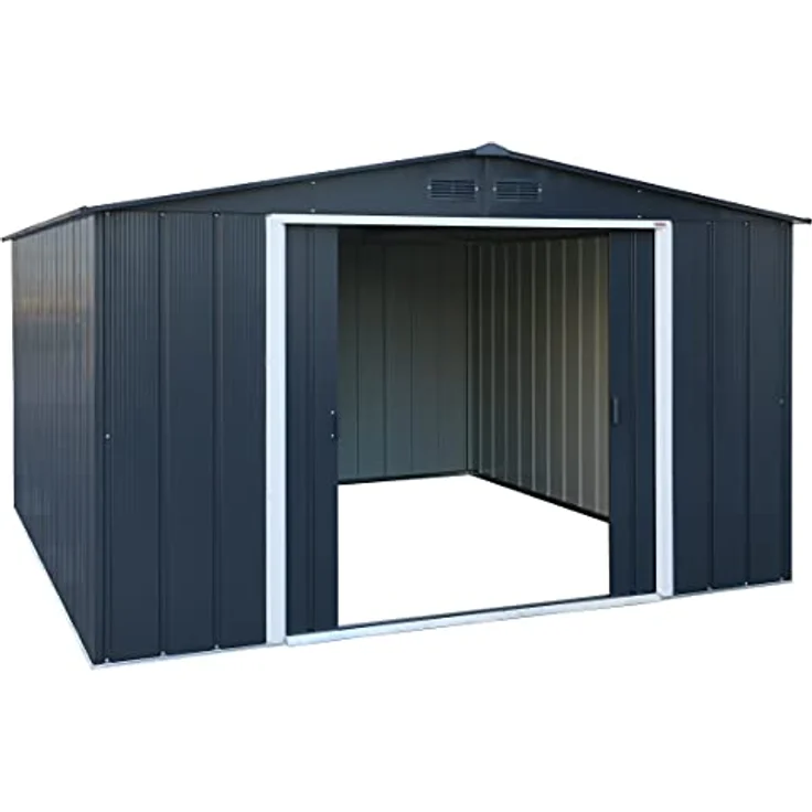 Duramax ECO 10 x 12 (11.03 m²) Metallgerätehaus, feuerverzinktes Metall gerätehaus - Geräteschuppen, verstärkte Dachkonstruktion, wartungsfreier und wetterfester Metallschuppen, Anthrazit – Bild 5
