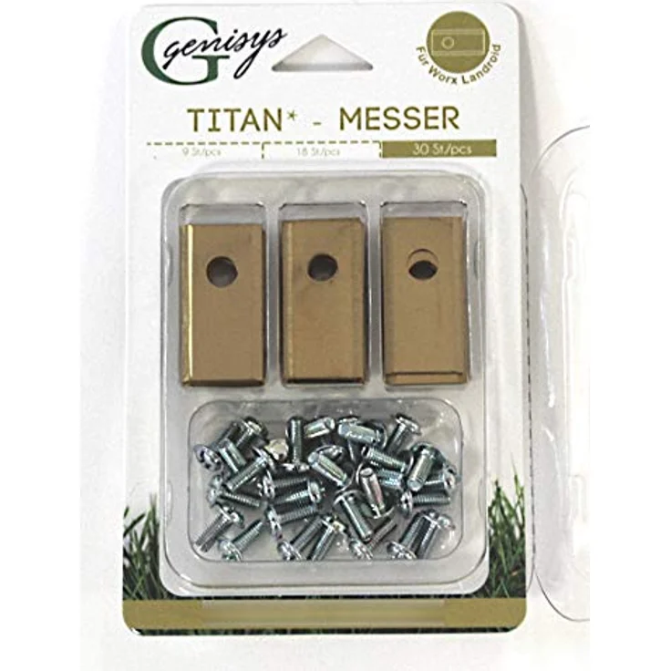 Genisys 30 Titan Ersatz Messer Klingen kompatibel für Worx Landroid (1-Loch HQ 2019 longlife 1,0 mm) + Schrauben (DIN EN 50636 geprüft) – Bild 8