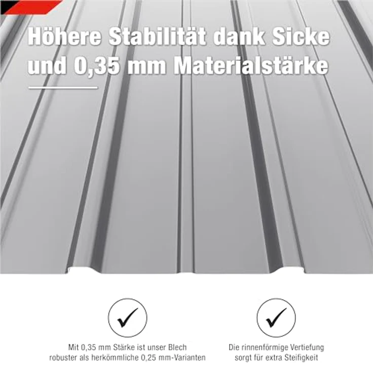 BRAVO International SMART Cover Set H12 Plus, 12 x Trapez-Abdeckblech 125 x 45 cm, 6,75 m², Stärke 0,35 mm, inkl. Schrauben, Weißaluminium – Bild 2