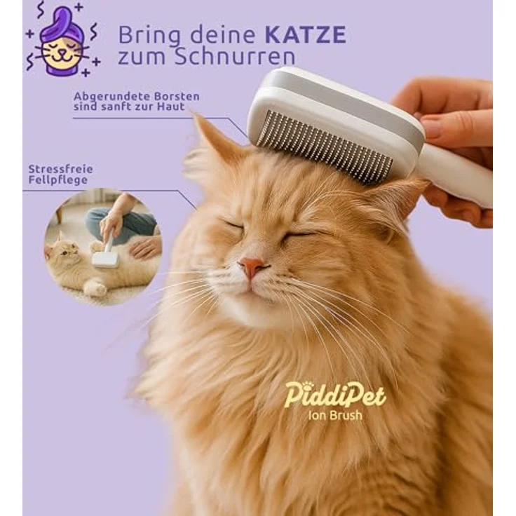 Mediashop PiddiPet IonBrush Ionen Tierhaarbürste, selbstreinigend mit Ionen-Generator, für sanfte und statikfreie Fellpflege bei Hund & Katze – Bild 3