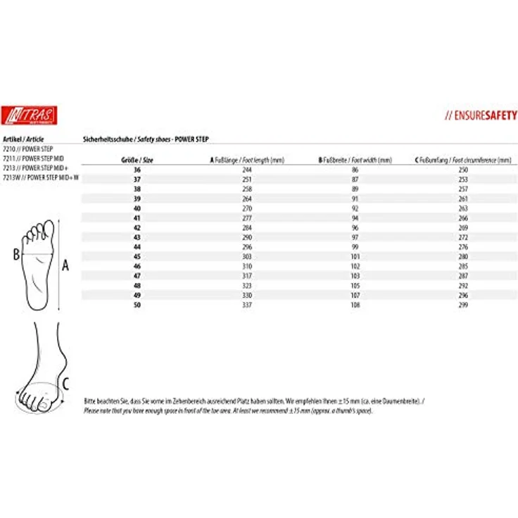 Nitras POWER STEP MID+ Sicherheitsschuhe, Sicherheitsstiefel S3 HRO SRC, schwarz, Größe 42, Volleder, durchtrittsicher, DGUV-zertifiziert – Bild 3