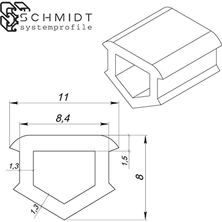 SCHMIDT systemprofile 10m Gummiband Orange Nut 8 T-Nut Gummi-Leiste Abdeckprofil Schutzprofil Aluprofil-Zubehör – Bild 3