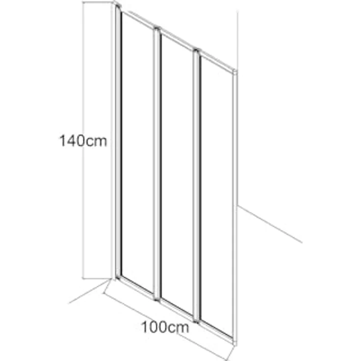 Vente-unique Duschtrennwand Badewanne klappbar, Atelierstil, mattschwarz, 100 x 140 cm, mit Aluminiumrahmen und gehärtetem Glas – Bild 7