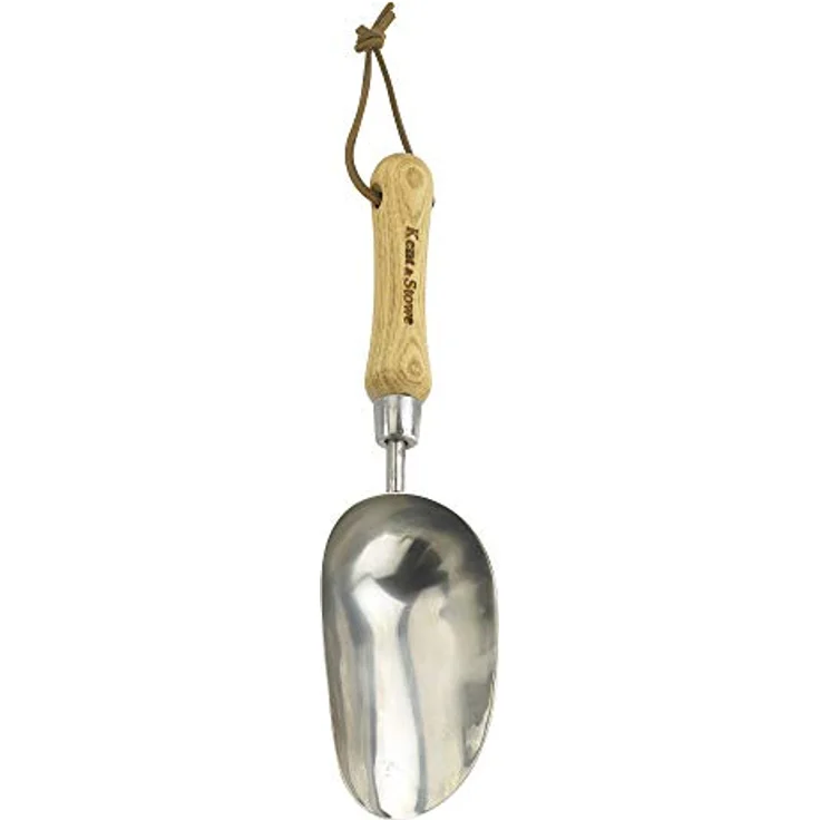 Kent & Stowe Pflanzschaufel – Blumen-Kelle aus Edelstahl zum Einpflanzen und Umpflanzen, Handschaufel mit Griff aus Eschenholz, Länge: 33 cm – Bild 1