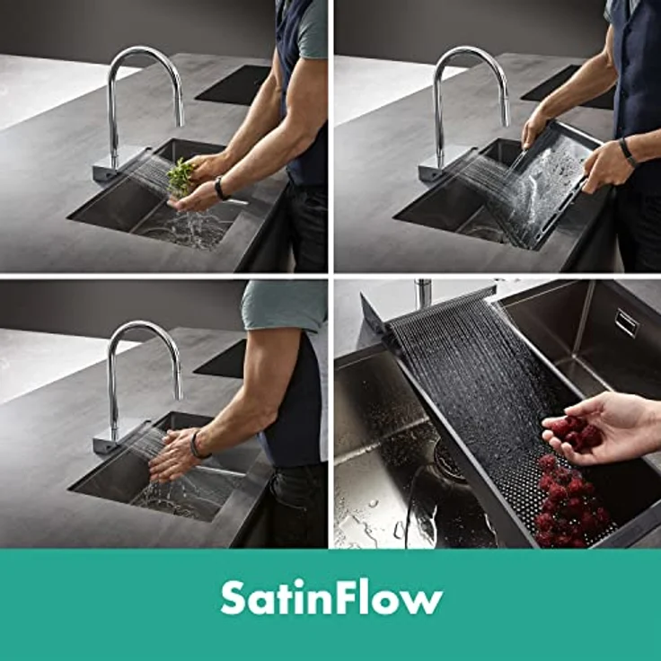 hansgrohe Aquno Select M81 Küchenarmatur, Einhebelmischer mit Ausziehbrause, 3jet Chrom, ComfortZone 170, Schwenkbereich 60°-150°, MagFit Halterung – Bild 3
