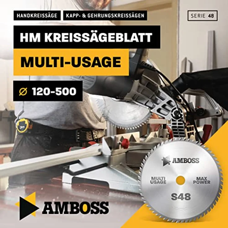 Universal Kreissägeblatt - AMBOSS Werkzeuge - 160 x 20/16 mm (42 Zähne) - Hochwertige Multifunktions-Kreissägeblätter aus Hartmetall - Zum Sägen von Holz, Metall & Kunststoff… – Bild 2