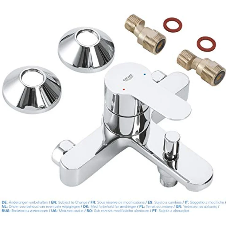 GROHE Einhand-Wannenbatterie BauEdge 23334, inkl. Rückflussverhinderer, Wandmontage, chrom – Bild 5