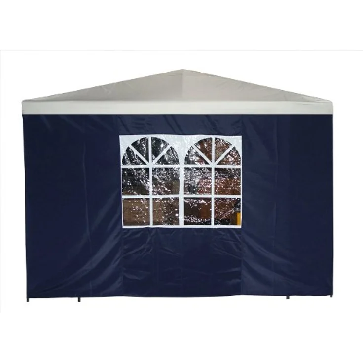 DEGAMO Pavillonseitenteil 3x1,9 Meter, wasserabweisend aus Polyester, dunkelblau mit PVC-Fenster – Bild 1
