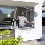 Windhager Insektenschutz-Fensterrahmen PLUS, BxH: 140x150 cm, bohrfreie Montage, Fiberglas Fliegengitter, weiß
