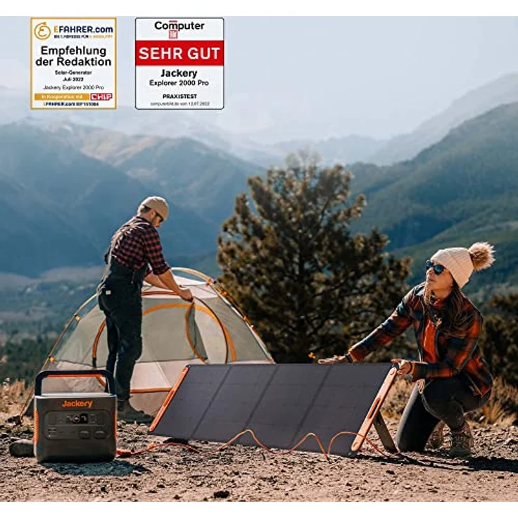 Jackery Solargenerator 2000 Pro, 2160Wh Powerstation mit SolarSaga 200, 2 * 230V/2200W AC-Steckdosen, schnelle Ladung, leise – Bild 2