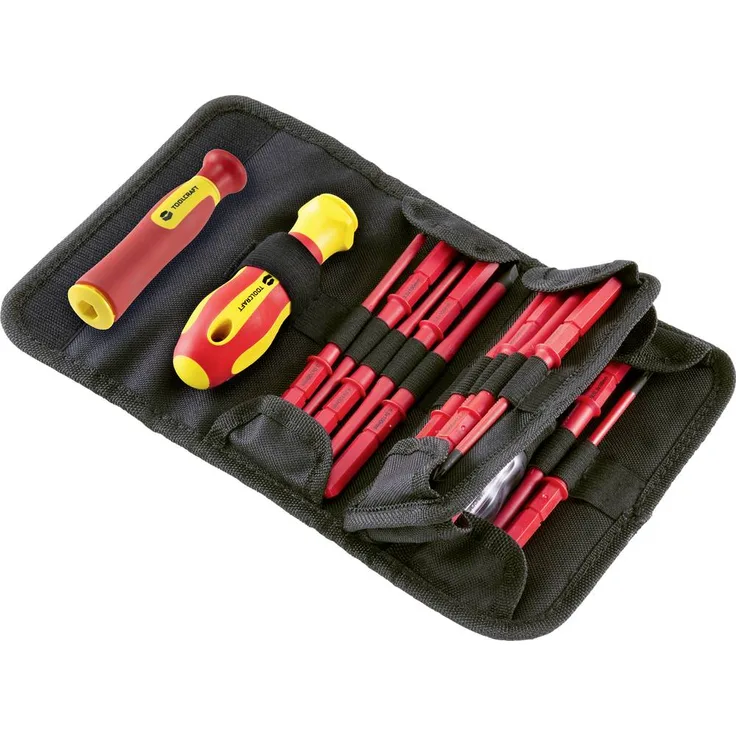 TOOLCRAFT 2236585 Wechselklingen-Set für Elektronik, 18-teilig, VDE-zertifiziert, Schlitz und Außen-Sechsrund (TX)