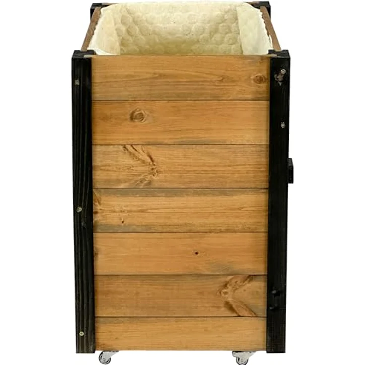 dobar® Rollbares Hochbeet mit Staufach inkl. Schafswolle Gr. M - 60 x 40 x 62 cm - Schwarz-Braun – Bild 3