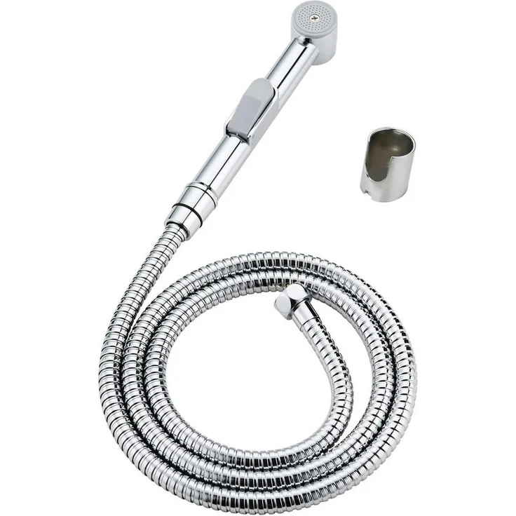 TRIZERATOP Duscharmatur Punkt-Bidetta-Set, Chrom, mit Regenstrahl und Start-Stop-Taste, langlebige Messing-Schlauchenden